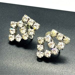 Vintage Parco Prov screw back rhinestone costume jewelry earrings SPARKLY